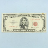 1953b $5 Red Note Bill