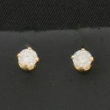Diamond Stud Earrings In 14k Yellow Gold Screw Back Settings