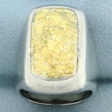 Mens John Hardy Designer Statement Ring In 24k Yellow Gold And Sterling Silver
