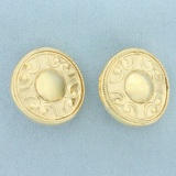 Large Button Medallion Earrings In 14k Yellow Gold