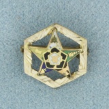Vintage Order Of The Eastern Star Masonic Pin In 10k Yellow Gold