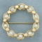 Cultured Pearl Motion Circle Pin Brooch In 14k Yellow Gold