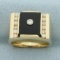 Vintage Onyx And Diamond Ring In 14k Yellow Gold