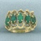 Vintage Marquise Emerald 5-stone Ring In 14k Yellow Gold