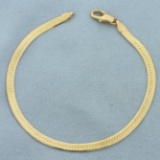 Reversible Herringbone Bracelet In 14k Yellow Gold
