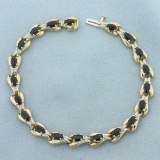 Sapphire And Diamond Tennis Bracelet In 10k Yellow Gold