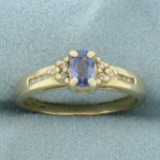 Tanzanite And Diamond Ring In 14k Yellow Gold