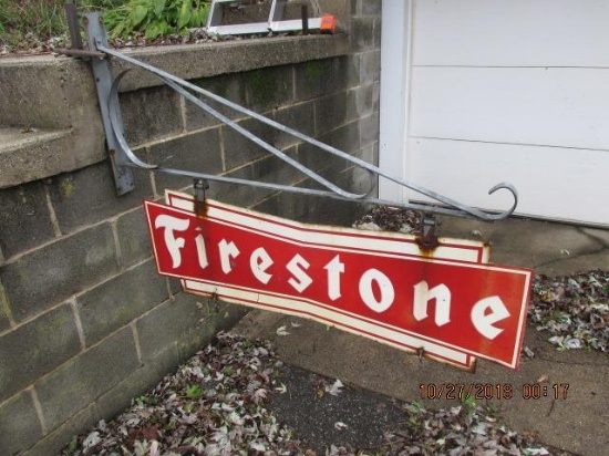 Firestone Sign w/ galvanized hanger (2 sided)