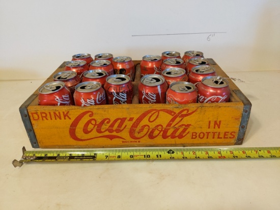 Vintage Coca-Cola wooden case w/ cans