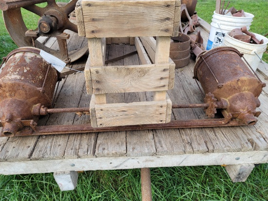 NOS Seeder boxes w  wooden lids & crate