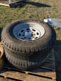 Pair of P255/70R16 tires on rims