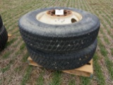 Pair of 11R24.5 truck wheels/tires