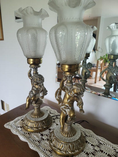 Pair of antique lamps