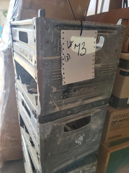 2 sealtest aluminum milk crates