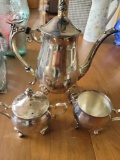 Leonard silver teapot & sugar & creamer