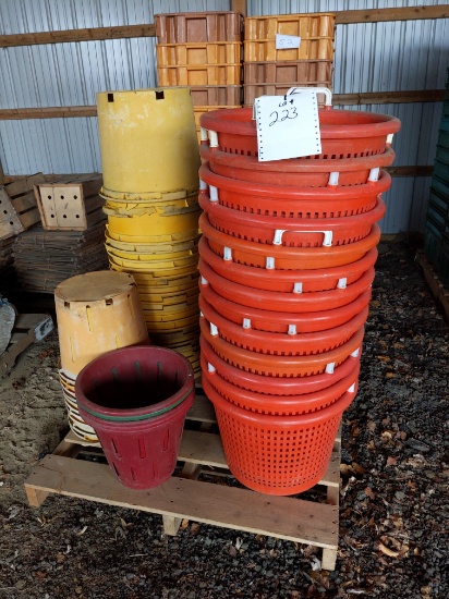 Skid of misc plastic buckets