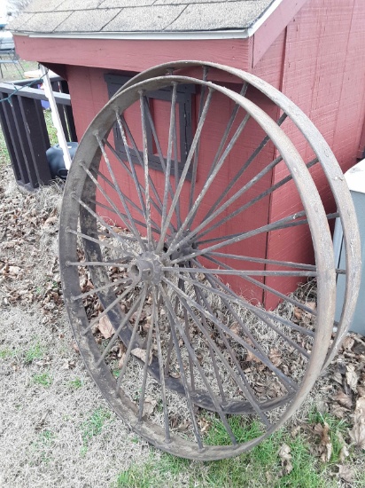 Antique metal wheels.   X $
