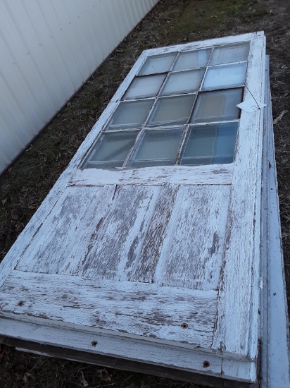 Approximately 9 ft tall, antique12 pane doors