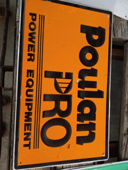 Metal Poulin Pro power equipment sign