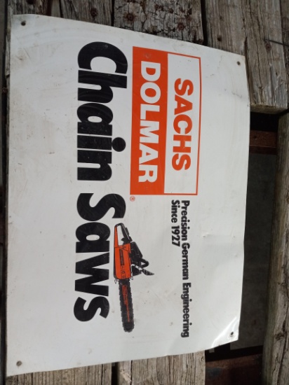 Metal Sachs Dolmar chain saws sign