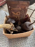 Box lot of antique oil cans