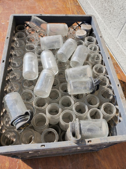 Crate w/milk bottles testers