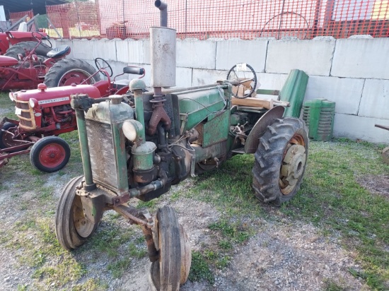 John Deere M with loader and implements