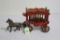 cast iron horse drawn circus wagon with tiger toy