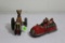 Antique Mickey Mouse toy tractor & Mickey Mouse Firetruck (head broken)