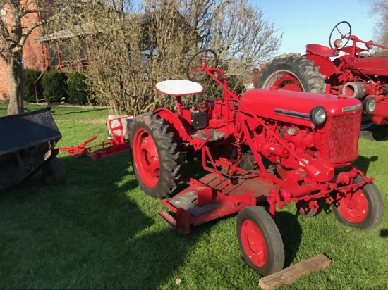 1950 Farmall Cub Mower with belly mower, and two blades and winch,