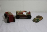 Marx #5 tractor (missing driver), Mar wind up tractor, and Marx wind up car