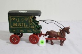 US Mail cast iron  horse drawn wagon with driver