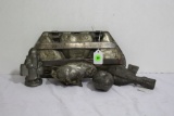 Antique pewter E & Co. hinged ice cream molds