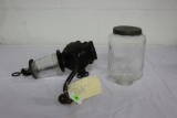 Crystal No. 3 coffee mill with wall bracket, cup hold, and replacement receiving cup
