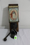 tin coffee grinder with cup