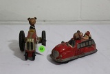 Antique Mickey Mouse toy tractor & Mickey Mouse Firetruck (head broken)