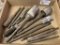 assortment of diamond tip hole saws, and chisels
