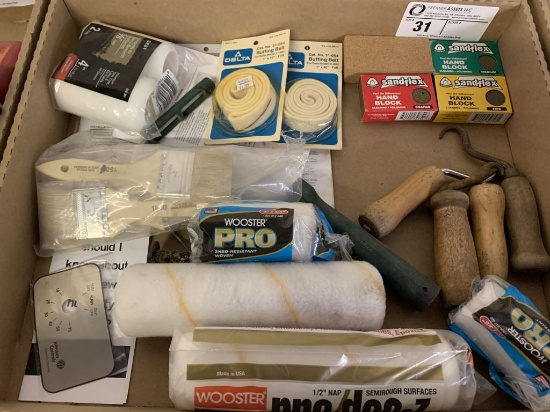 assortment of paint supplies