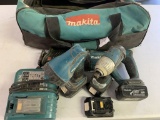 Makita Tool Set, Reciprocating Saw, Impact, Light, Charger & Batteries