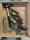 assortment of screw drivers, wrenches & misc.