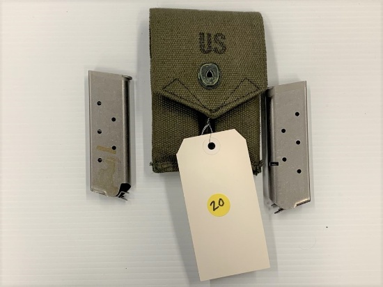 (2) Colt .45 Auto magazines (6 rounds each) with canvas case