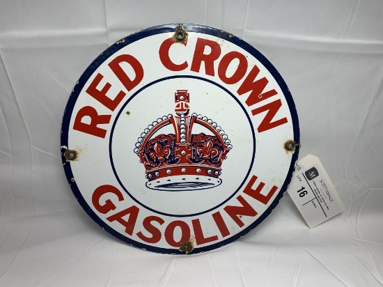 Red Crown Gasoline - 11.75", porcelain sign
