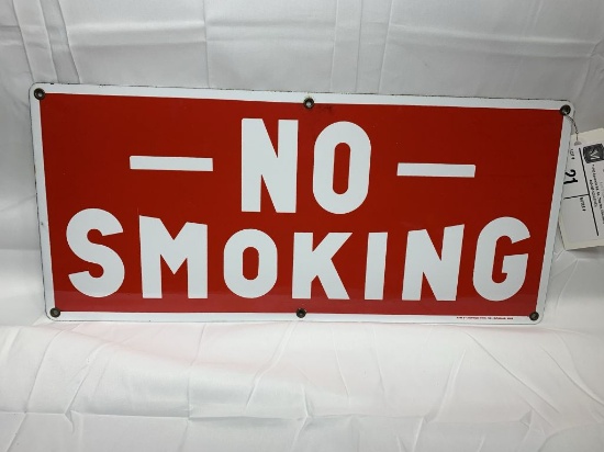 No Smoking -20" x 9",  porcelain sign