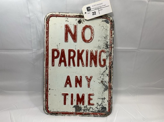 No Parking Any Time - meatal sign, 18" x 12"