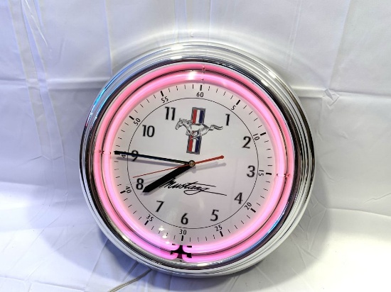 Mustang Neon Clock