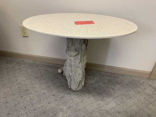 28" X 18" oval table top with cast base 23" high