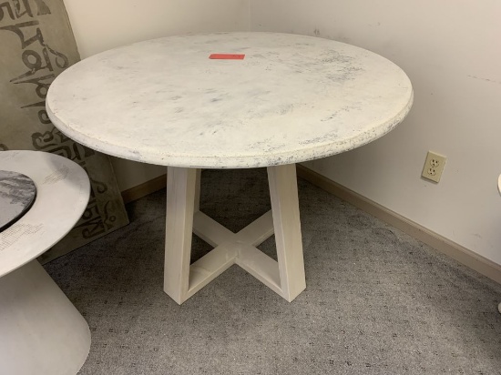 42" round cast table top with wood base 22" high