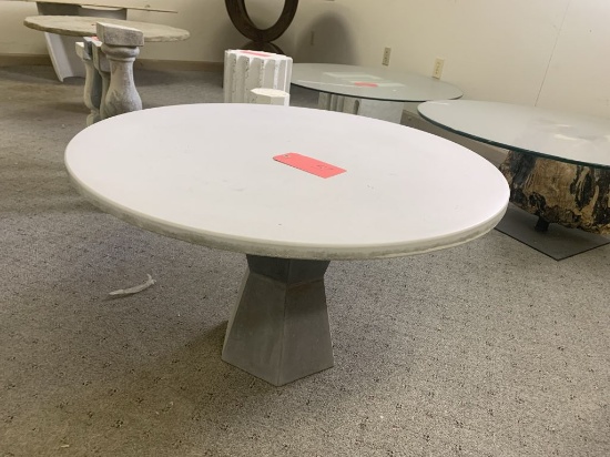 30" round cast table top with cast pedestal base