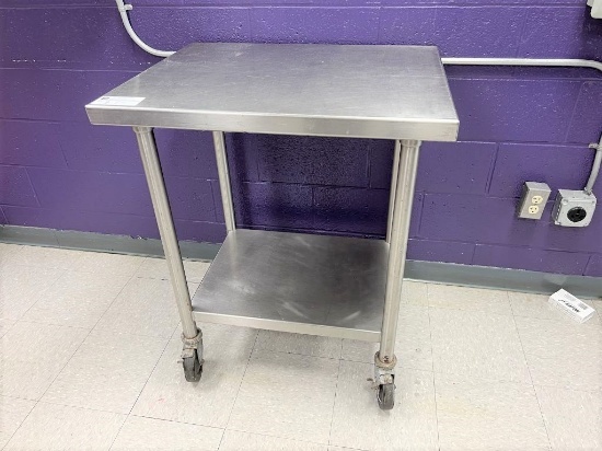 stainless steel table with casters,