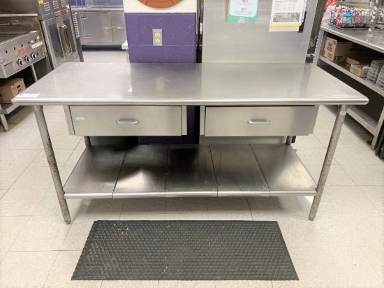 stainless steel table, 2 draw